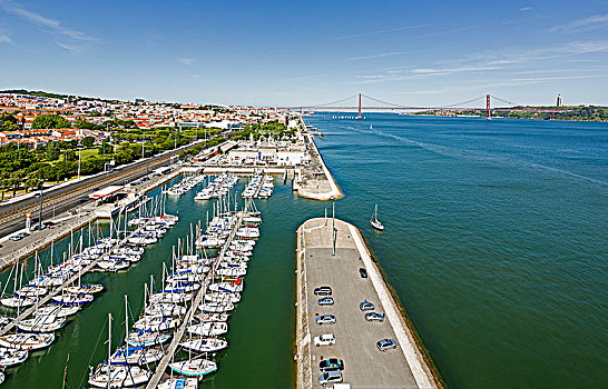 风景,帆船,码头,纪念建筑,里斯本,地区,葡萄牙,欧洲