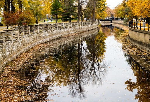 秋天,蒙特利尔,运河,风景