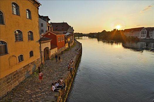 多瑙河,雷根斯堡,巴伐利亚,德国