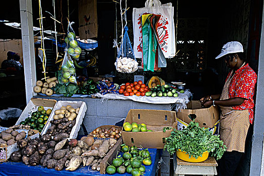多巴哥岛,斯卡伯勒,市场一景
