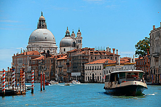 忙碌,威尼斯,运河,教堂,圣马利亚,行礼,意大利