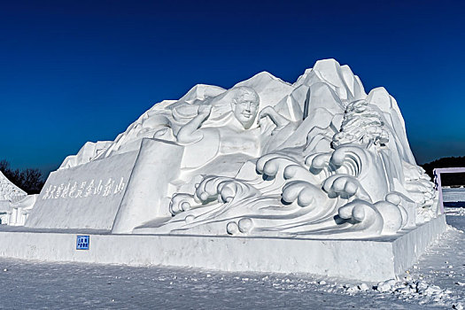 中国长春净月潭冬季雪雕场景