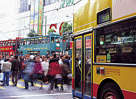 人,穿过,忙碌,道路,香港