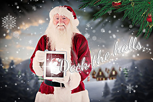 圣诞老人,礼物,平板电脑