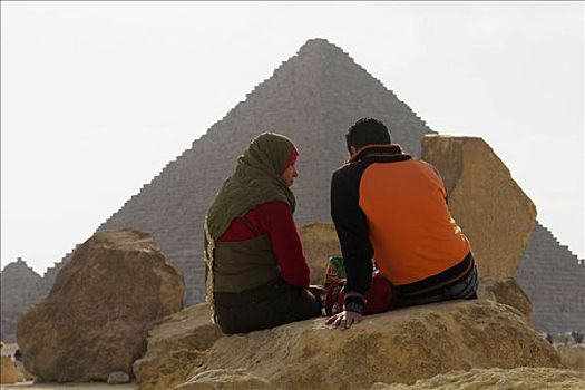 金字塔,吉萨,两个,爱人,开罗
