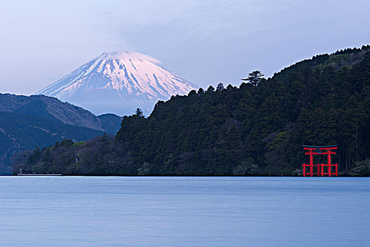 湖,背影,富士山,日出,日本,亚洲