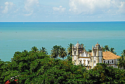 brazil,pernambuco,recife,olinda,colonial,churches,by,the,turquoise,ocean
