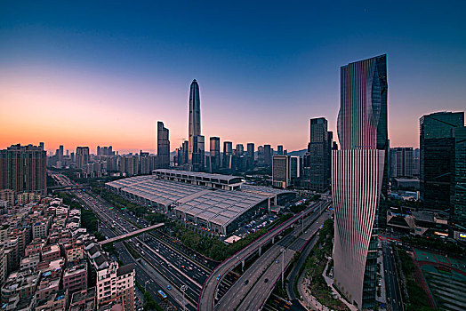 中国广东深圳福田中心区都市夜景