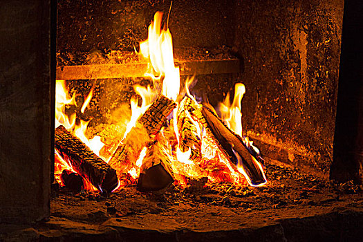 木头,火,壁炉