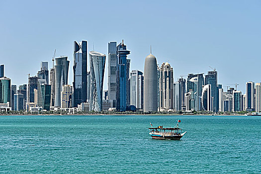 摩天大楼,天际线,多哈,卡塔尔,亚洲