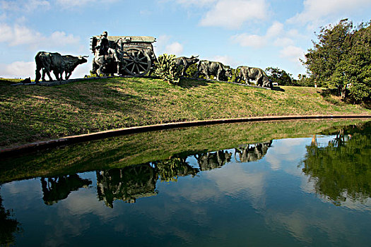 乌拉圭,蒙得维的亚,战斗,公园,著名,雕塑,牛,手推车,四轮马车,纪念建筑,大幅,尺寸