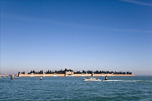 船,正面,墓地,岛屿,威尼斯泻湖,意大利,欧洲