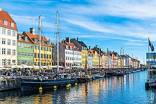 丹麦,哥本哈根,彩色,建筑,17世纪,水岸,新港