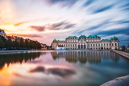 美景宫,日落,维也纳,奥地利
