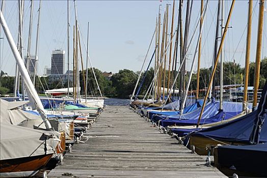 帆船,码头,游艇俱乐部,汉堡市,德国,欧洲
