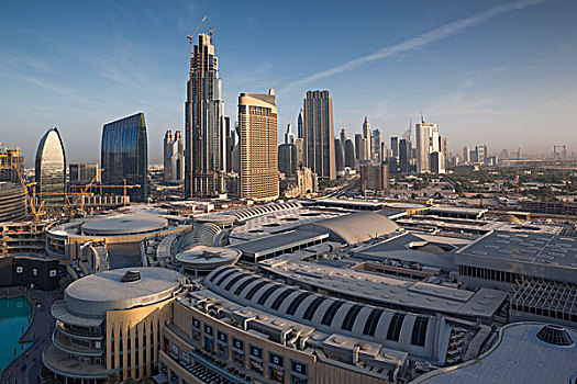 阿联酋,迪拜,市区,商场,俯视图