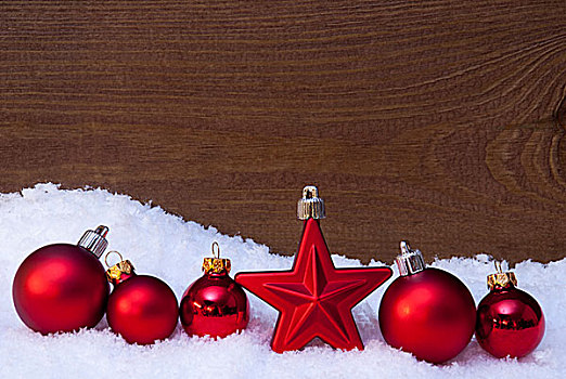 木质,圣诞节,背景,雪,红色,球,一个,星