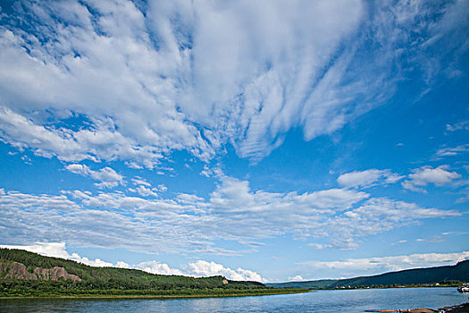 黑龙江省大兴安岭漠河北极村,神州北极广场,上空的云彩