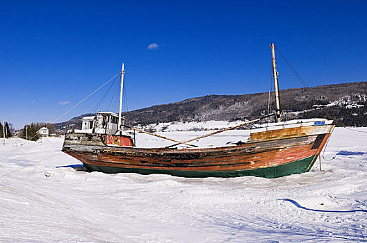 船,冰冻,冰,圣保罗,魁北克,加拿大