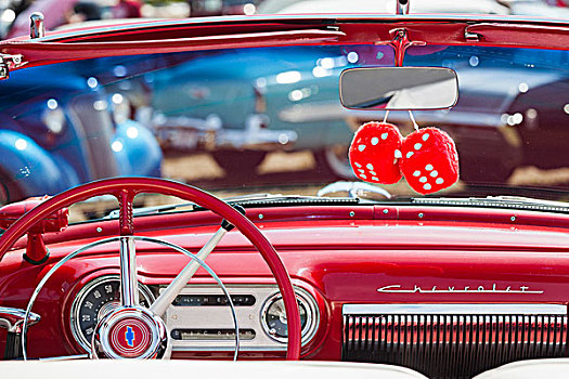 马萨诸塞,古董车,展示,骰子