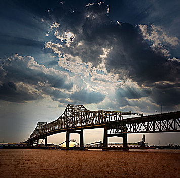 路易斯安那,胭脂,桥,州际,上方,密西西比河,美国
