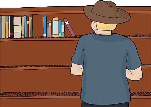 人,帽子,浏览,书本