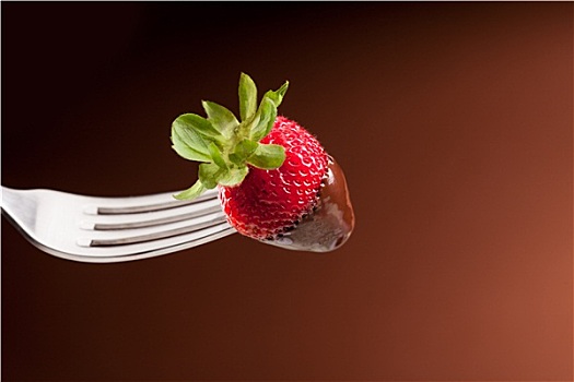 叉子,草莓,巧克力