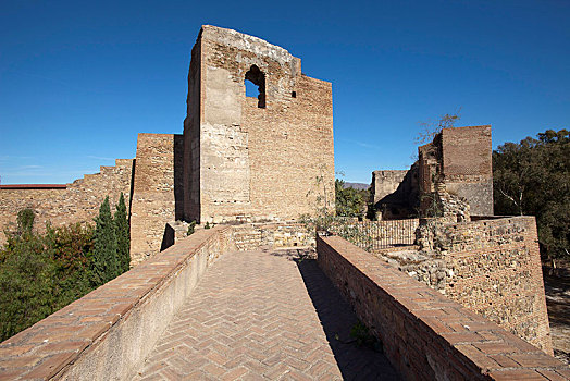 塔,阿尔卡萨瓦城堡,要塞,马拉加,安达卢西亚,西班牙,欧洲