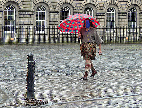 苏格兰,爱丁堡,一个,男人,衣服,伞