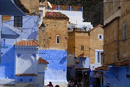 蓝色,涂绘,房子,麦地那,舍夫沙万,摩洛哥