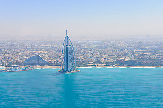 航拍,帆船酒店,朱美拉海滩酒店,迪拜,阿联酋