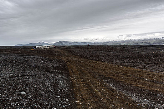 砾石,区域,飞机,残骸,靠近,环路,瑟德兰德,南,冰岛,欧洲