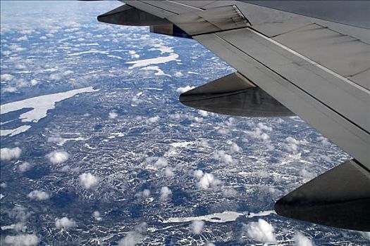 飞行,伦敦,墨西哥城,英国航空公司,波音747-400,俯视,加拿大