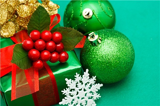 圣诞节,绿色,礼盒