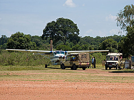 小,飞机,马赛马拉国家保护区,飞机跑道,肯尼亚