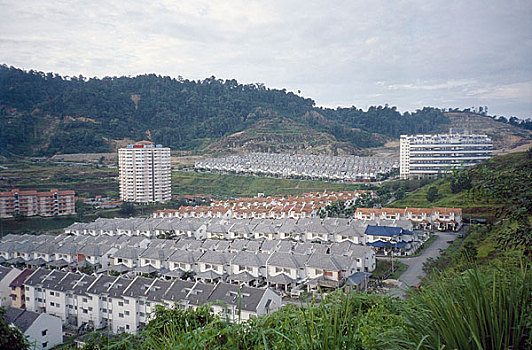 住宅开发,山峦,背景,吉隆坡,马来西亚