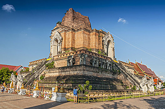 寺院,契迪,庙宇,大,佛塔,皇家,佛教寺庙,历史,中心,清迈,泰国