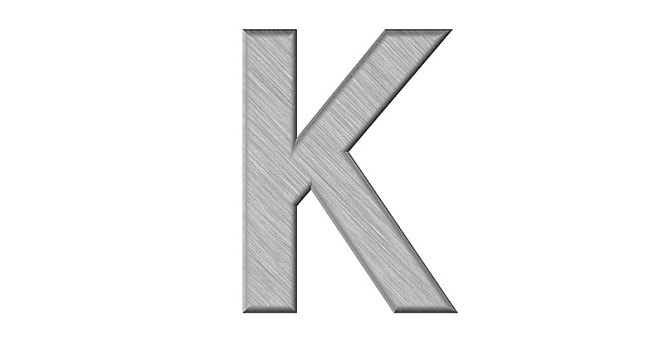字母k,金属,白色,隔绝,背景