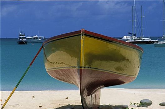 木船,海滩,安提瓜岛,岛屿