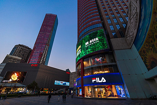 南京新街口街景夜景