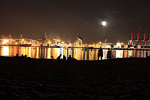 汉堡港,夜晚
