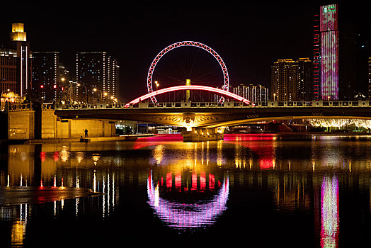 天津海河天津之眼夜景