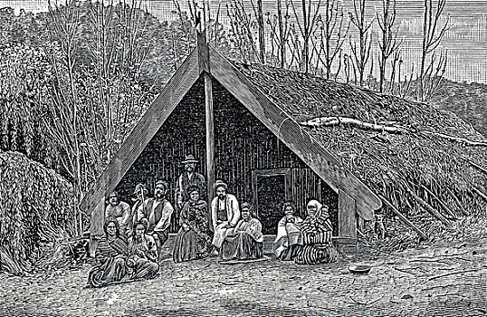 小屋,新西兰,历史,雕刻,19世纪,世纪,书本,战斗,溪流,密歇根,1893年