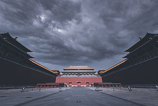 黑暗北京故宫紫禁城午门广场
