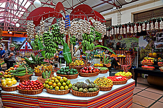 水果摊,市集,丰沙尔,马德拉岛,岛屿,葡萄牙