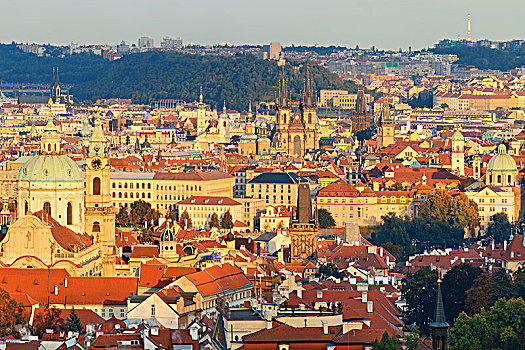 布拉格,天际线,屋顶,风景,古建筑,捷克共和国