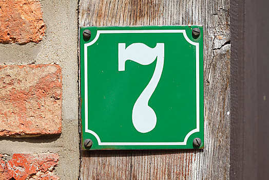绿色,号牌,7,老,半木结构房屋,下萨克森,德国,欧洲