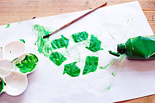 绿色,回收标志,涂绘,绘画