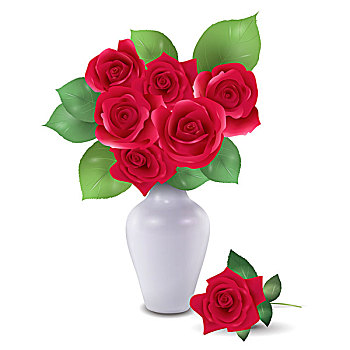 红玫瑰,花瓶