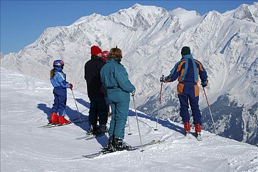 滑雪,靠近,勃朗峰,法国